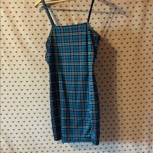 Blue Checkered Mini Dress